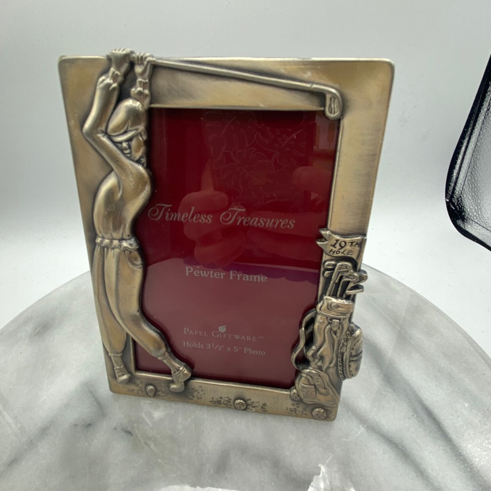 Papel Giftware 3.5x5 Pewter Golf‎ Picture Frame Silver Golfer 19th Hole Golfcore